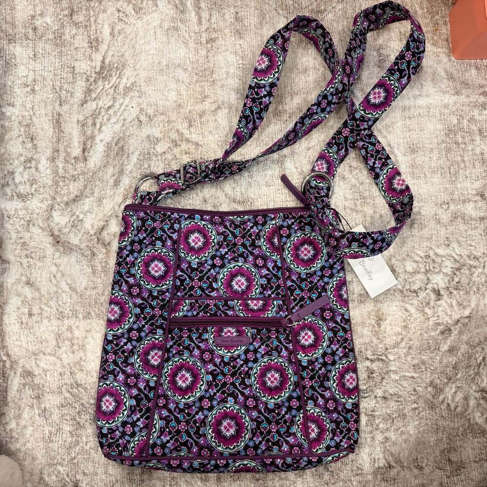 Vera Bradley Lilac Medallion Crossbody Bag Purse with Front Zipper